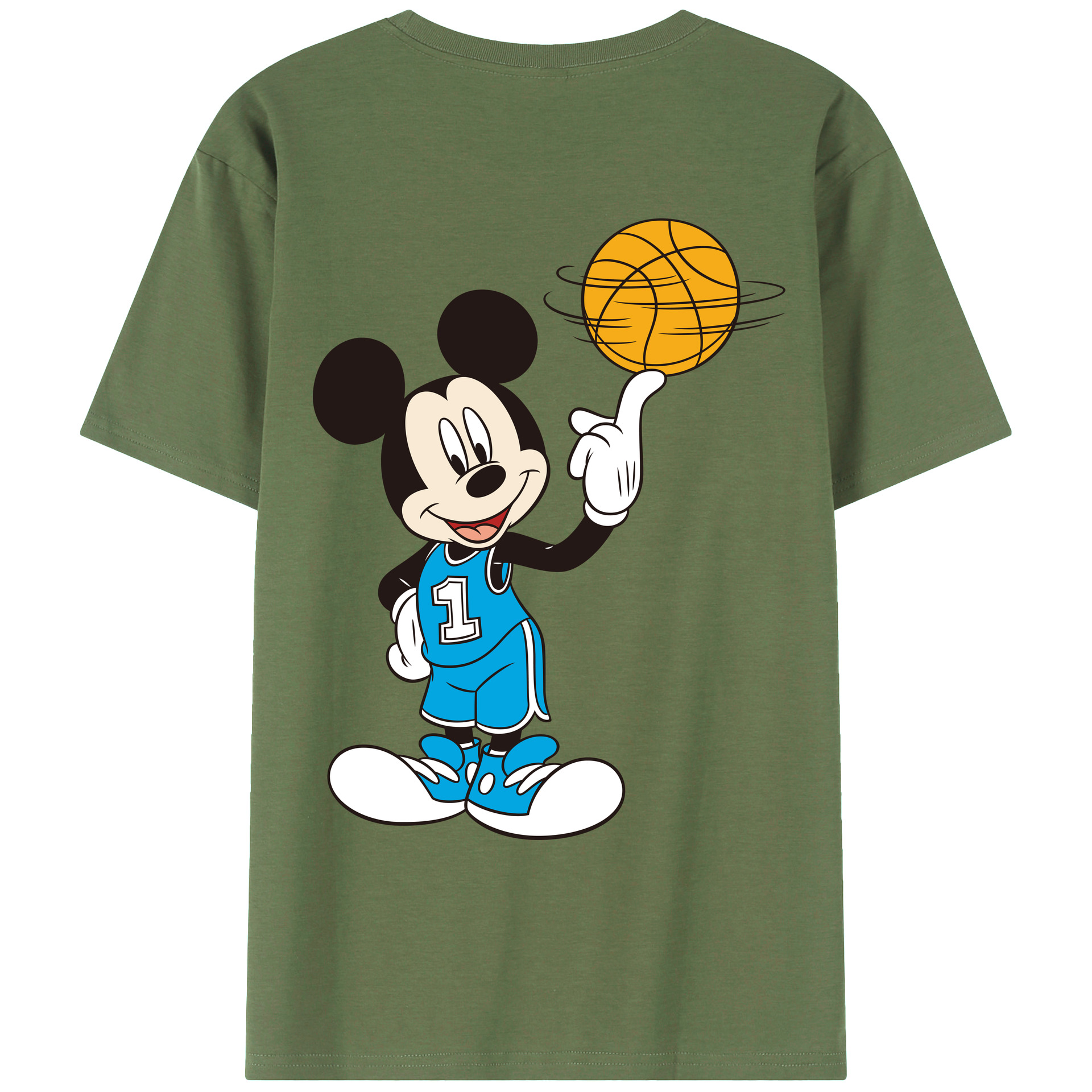 ミッキーマウス Mickey Mouse 綿100％ メンズ半袖Tシャツ（バックプリント） 通気性